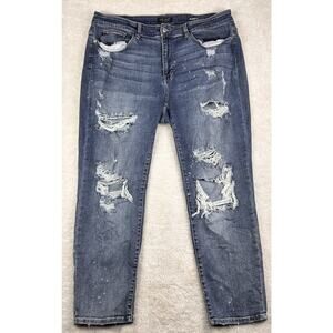 Judy Blue Jeans Womens 18W Boyfriend Fit High Rise Distressed Stretch JB82363MD